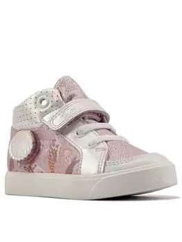 Image of Clarks Toddler City Pop Canvas Hi Top, Pink, Size 4 Younger