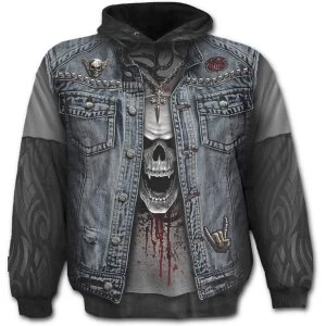 Image of Thrash Metall Allover Mens Small Hoodie - Black