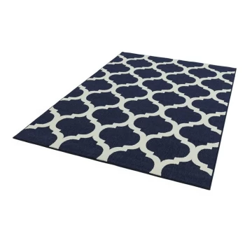 Image of Antibes AN02 Blue Trellis 160cm x 230cm Rectangle - Blue and Ivory
