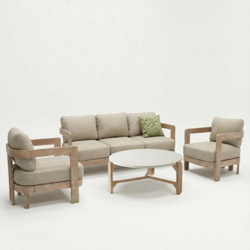 Image of Royalcraft Evora 5-Seater Wood Lounging Set With Coffee Table