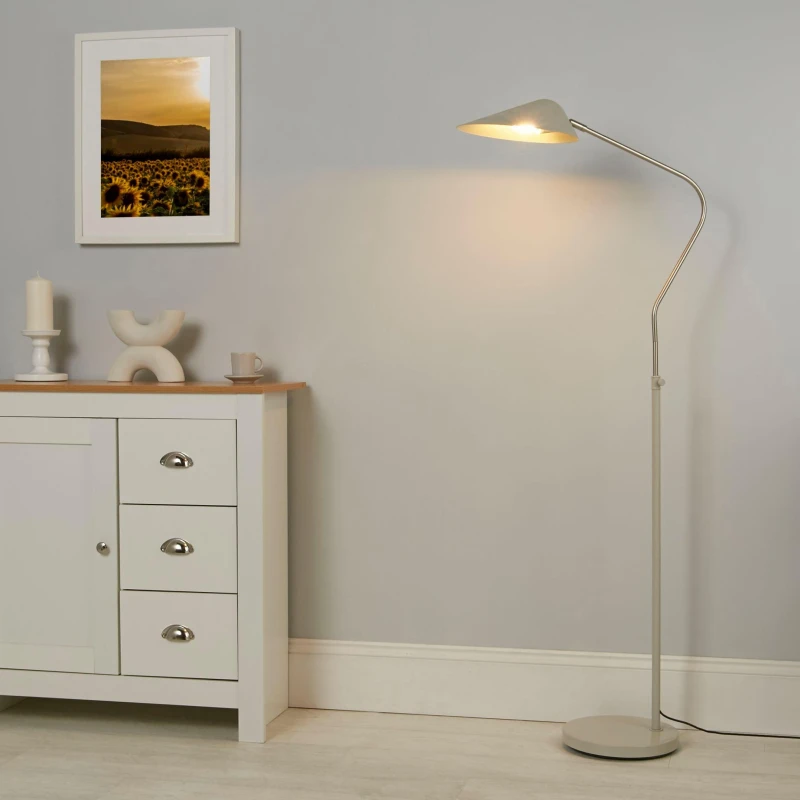 Image of Lighting Collection Metal Shade Floor Lamp Grey unisex One Size