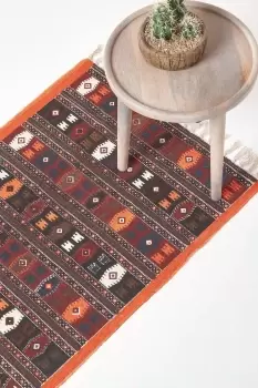 Image of Cotton Kilim Printed Rug Multicolour Design