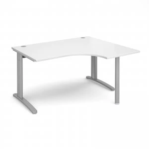 Image of TR10 Right Hand Ergonomic Desk 1400mm - Silver Frame White Top