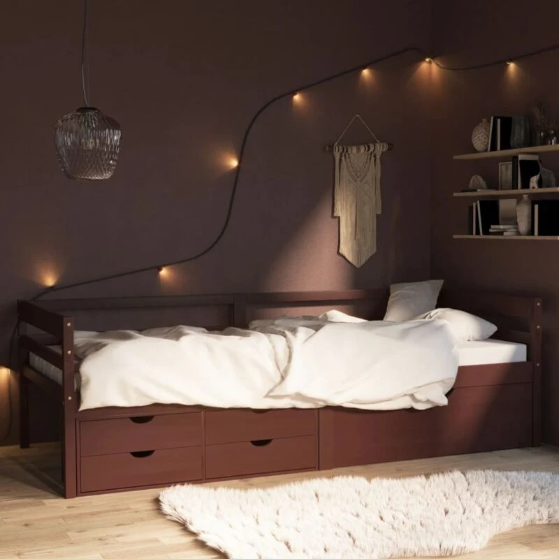 Image of VIDAXL Bed Frame with Storage without Mattress Dark Brown 90x200cm Vidaxl 8720286579107