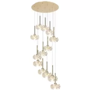 image of Luminosa Beluga 13 Light G9 2.5m Round Multiple Ceiling Pendant With French Gold And Crystal Shade