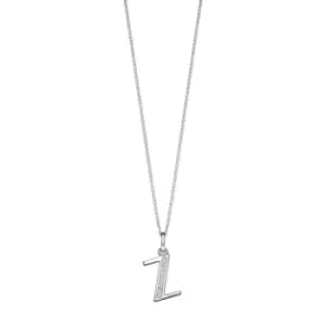 Image of Sterling Silver Art Deco Initial 'Z' Pendant with Cubic Zirconia Stone Detail