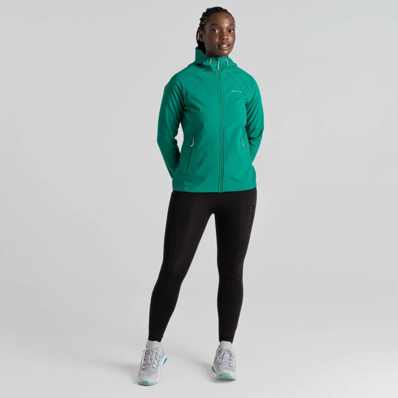 Image of Craghoppers Womens Crag Karina Hooded Lightweight Softshell Jacket Mystic Green female 8 (XS)