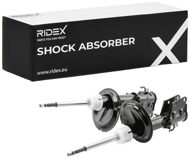 Image of RIDEX 854S2225 Shock absorber Front Axle, Gas Pressure, Twin-Tube, Suspension Strut, Bottom Yoke Shock Absorber (854)