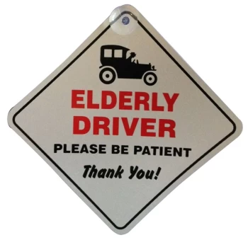 image of Suction Cup Diamond Window Sign White - Elderly Driver- CASTLE PROMOTIONS- DH40