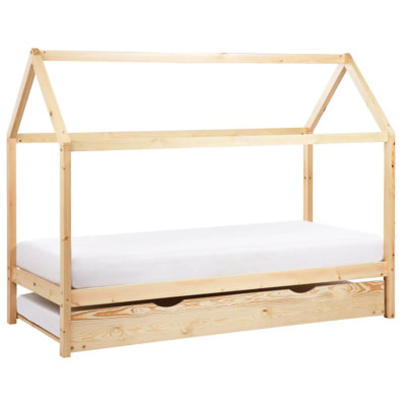 Image of Beliani Kids Trundle Bed Pine Wood Crillon 90 X 200 Cm (Eu Single) Light Brown