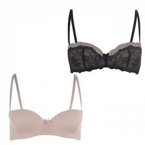 image of Dorina Lyla 2 Pack Balcony Bras - Black/Nude