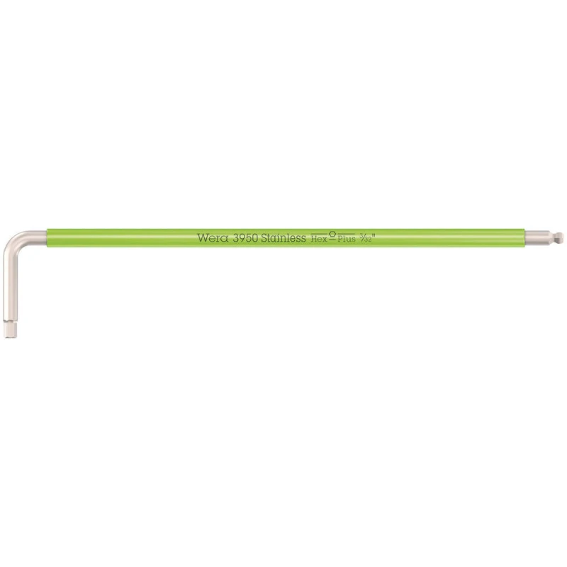 Image of Wera 3950 SPKL Stainless Steel Multicolour Hex Key Imperial 5022851001 Size: 3/32"