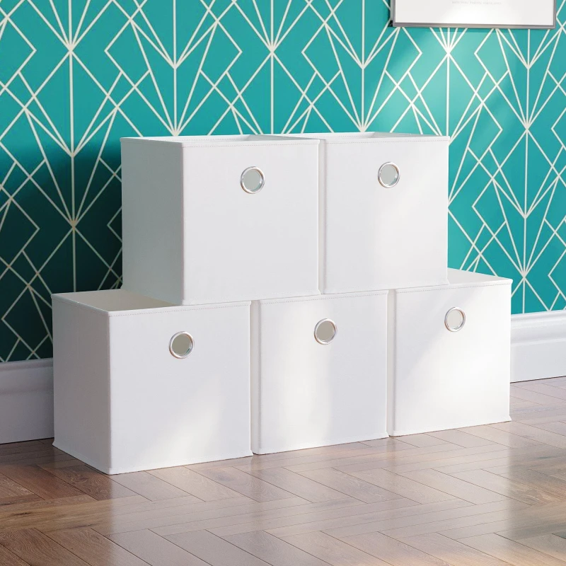 Image of Lassic Vida Designs Durham Cube Storage Basket Set of 5 White unisex Set of 5