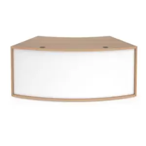 Image of Denver reception 45° curved base unit 1800mm - beech with white panels