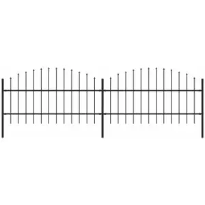 Image of Garden Fence with Spear Top Steel (0.75-1)x3.4 m Black vidaXL - Black