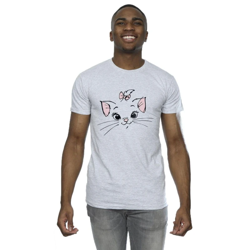 Image of Disney Men Classics Marie Face Pocket T-Shirt in Grey Size: Small Grey S Male 5059934138438