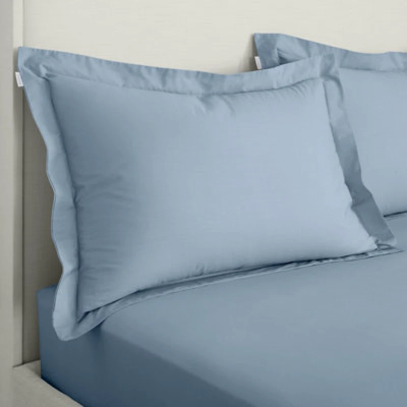Image of Bianca Fine Linens 200 Thread Count Cotton Percale Oxford 50X75Cm + Border Pack Of 2 Pillow Cases With Envelope Closure Blue