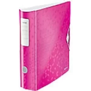 image of Leitz 180° Active WOW Lever Arch File A4 82mm Pink 2 ring 1106 Polyfoam Portrait