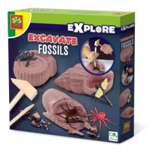 Image of SES CREATIVE Childrens Explore Excavate Fossils, Unisex, Four Years and Above, Multi-colour (25066)