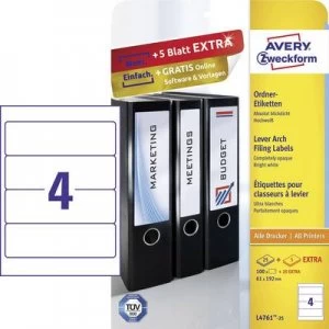 image of Avery-Zweckform Lever arch file labels L4761-25 61 x 192mm Paper White Permanent 120 pc(s)