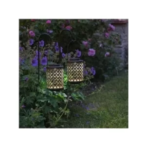 image of 2 X Solar Powered LED Shepherds Crook Riad Effect Stake Lantern