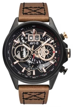 Image of AVI-8 HAWKER HARRIER II Chronograph Brown Leather Strap Watch
