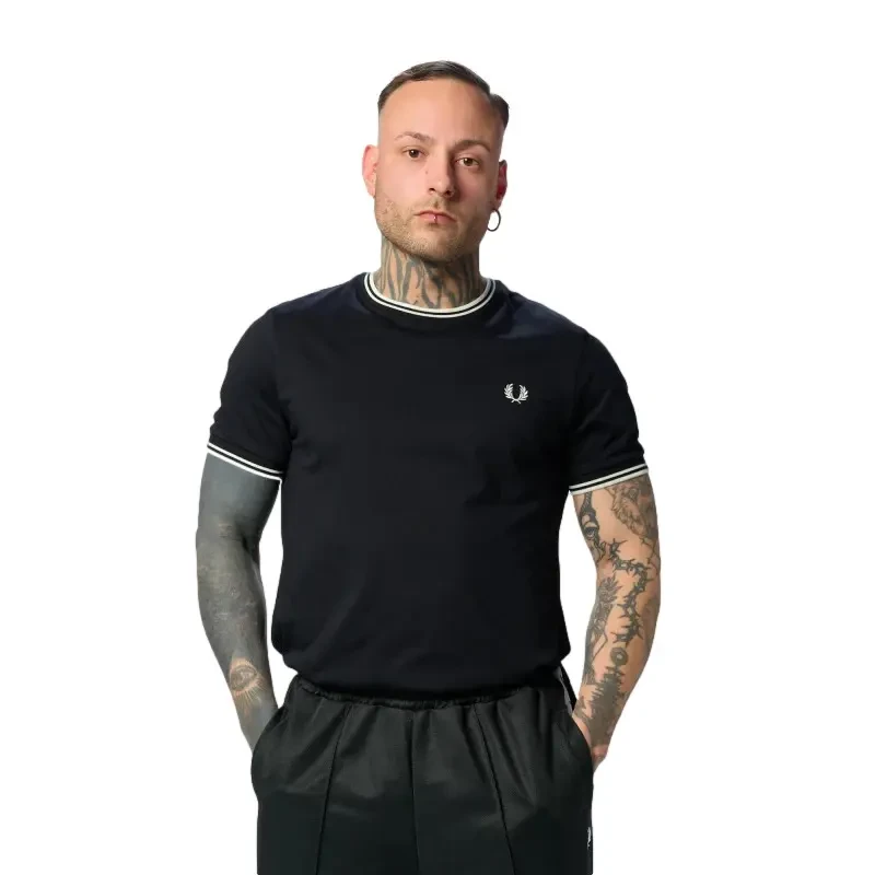 Image of Fred Perry Double stripe T-Shirt Fred Perry Noir Male XS