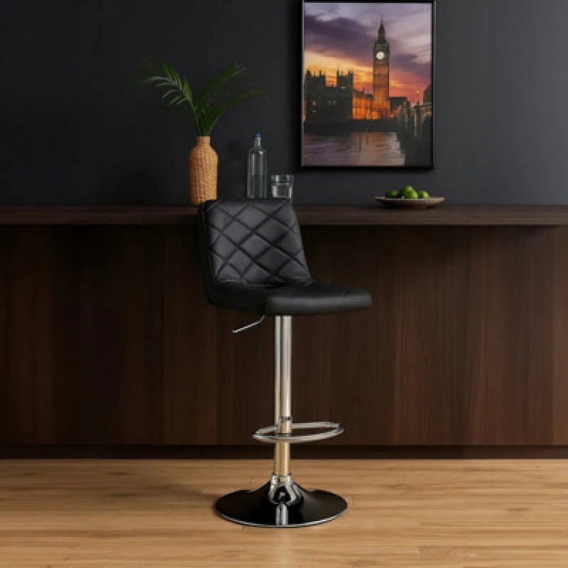 Image of Premier Housewares Interiors by Premier Tara Faux Leather Bar Chair Grey