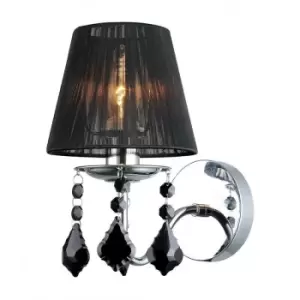 Italux Cornelia - Wall Lamp Chrome, Black 1 Light with Black Fabric Shade, E14