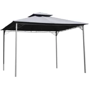 image of 3x3(m) Outdoor Patio Gazebo Steel Canopy Tent Pavilion 2-Tier Roof Top - Grey - Outsunny