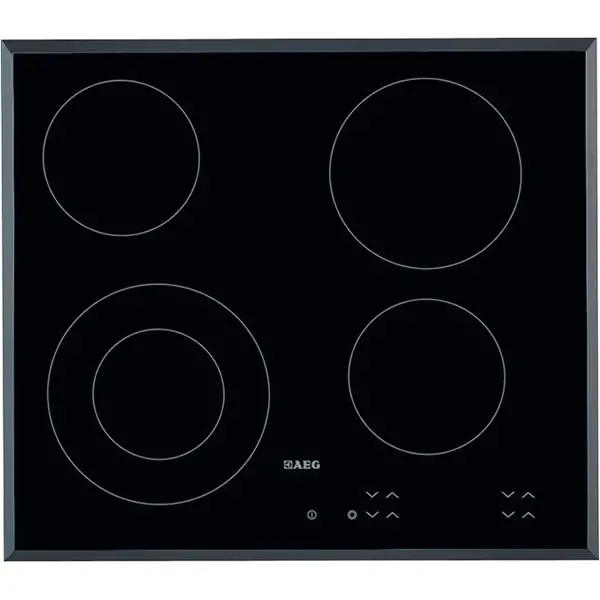 image of AEG 600mm Ceramic Hob Touch Control 4 Cook Zones Black HK624010FB