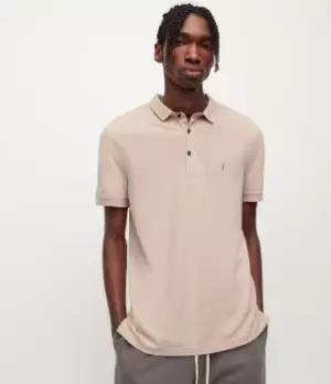 Image of AllSaints Mens Reform Short Sleeve Polo Shirt, Bitter Pink, Size: XL