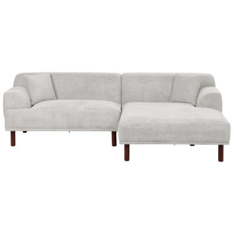 Image of Beliani Corner Sofa 3 Seater Holt Fabric Light Grey Left Hand
