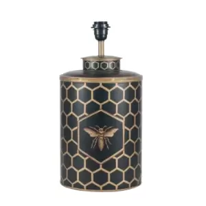 Image of Hand painted Iron Black Honeycomb and Bee Motif Table Lamp Base