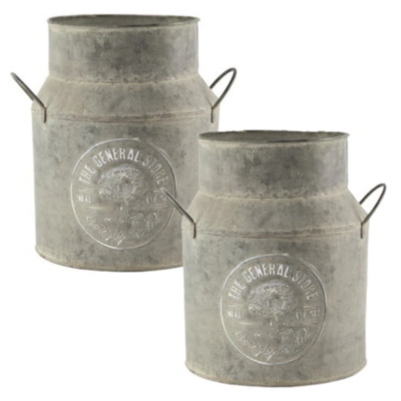 Image of You Garden Pair Of Tin Planters Milk Churn 15Cm Planter For Flowers