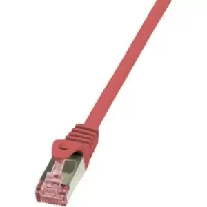 Image of LogiLink CQ2064S RJ45 Network cable, patch cable CAT 6 S/FTP 3m Red Flame-retardant, incl. detent