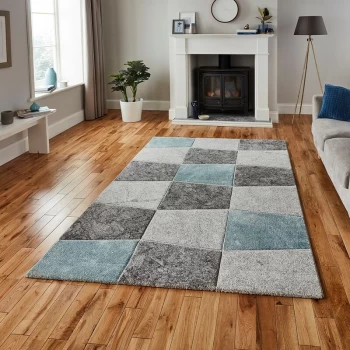 Image of Brooklyn 22192 Grey Blue 120cm x 170cm Rectangle - Blue and Grey