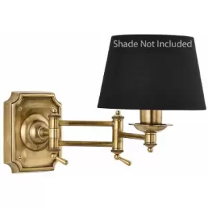 Image of Loops - Adjustable Swing Arm Wall Mount Light Solid Brass no shade Bedside Reading Lamp