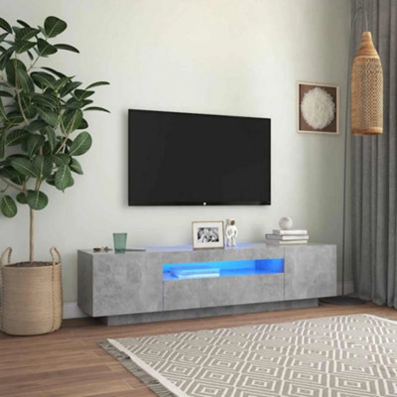 Image of VIDAXL TV Cabinet with LED Lights Concrete Grey 160x35x40cm Vidaxl 8720286218419