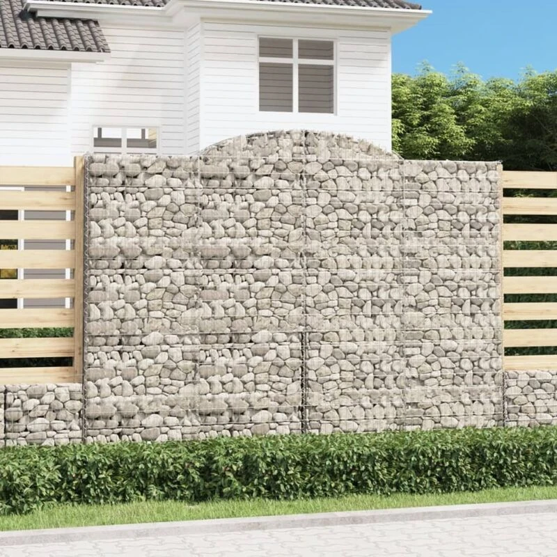 Image of vidaXL Arched Gabion Baskets 9 pcs 300x50x220/240cm Galvanised Iron, Silver 3146816