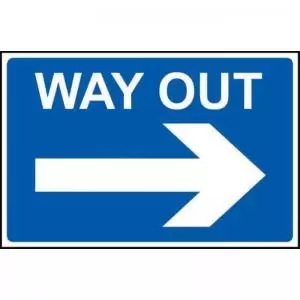 image of Way Out Arrow Right&rsquo; Sign; Non Adhesive Rigid PVC 600mm x