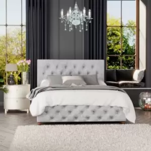 Image of Luna Ottoman Storage Bed, Mirazzi Velvet, Silver Super King - Laurence Llewelyn-bowen
