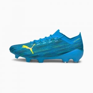 Image of Womens PUMA Ultra 1.2 FG/AG Football Boots, Blue/Yellow Alert, size 9.5, Shoes