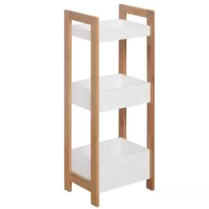 image of HOMCOM 3-Tier Bathroom Rack Storage Shelf Bamboo Organiser Shower Tower for Narrow Place