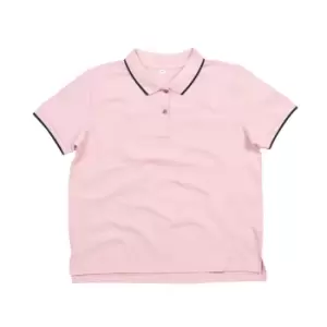 Image of Mantis Womens/Ladies The Tipped Polo Shirt (L) (Soft Pink/Navy)