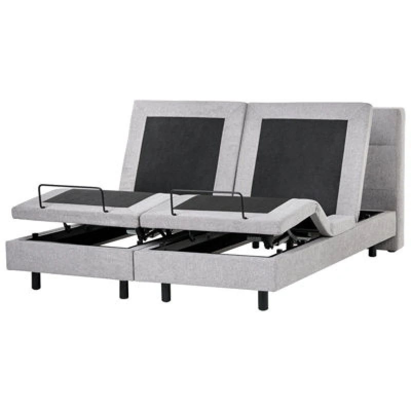 Image of Beliani Adjustable Bed Fabric Viceroy 180 X 200 Cm (Eu Super King) Light Grey