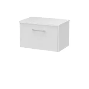 image of Hudson Reed Juno 600mm Wall Hung Single Drawer Vanity & Sparkling White Laminate Top - White Ash