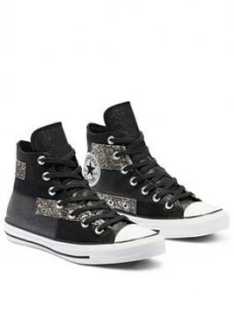 Image of Converse Chuck Taylor All Star Glitter Hi-Tops - Black/Silver, Size 8, Women