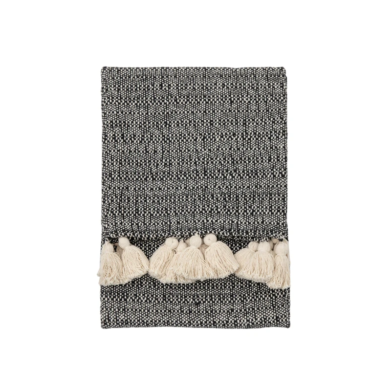 Image of Woven Tassels Throw 130cm x 170cm Black