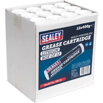 image of Sealey SGC12 Lithium Grease Cartridges Pack of 12